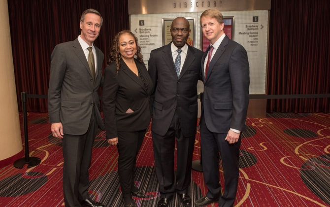 Marriott Pres and CEO Arne Sorenson, Debert Cook, TNJ Publisher and CEO Aziz Gueye Adetimirin, David Marriott